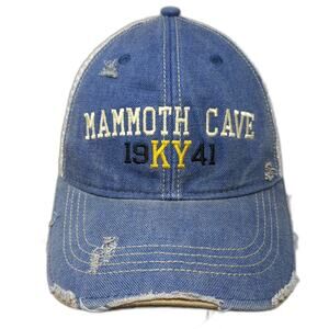 Headmost Trucker Hat Blue One Size Mammoth Cave Kentucky Mesh Snapback Frayed